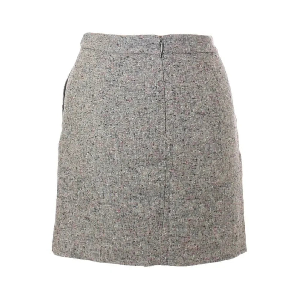 J. Crew Wool Gray Bow Tie Speckled Tweed Classic Mini Skirt Size 2